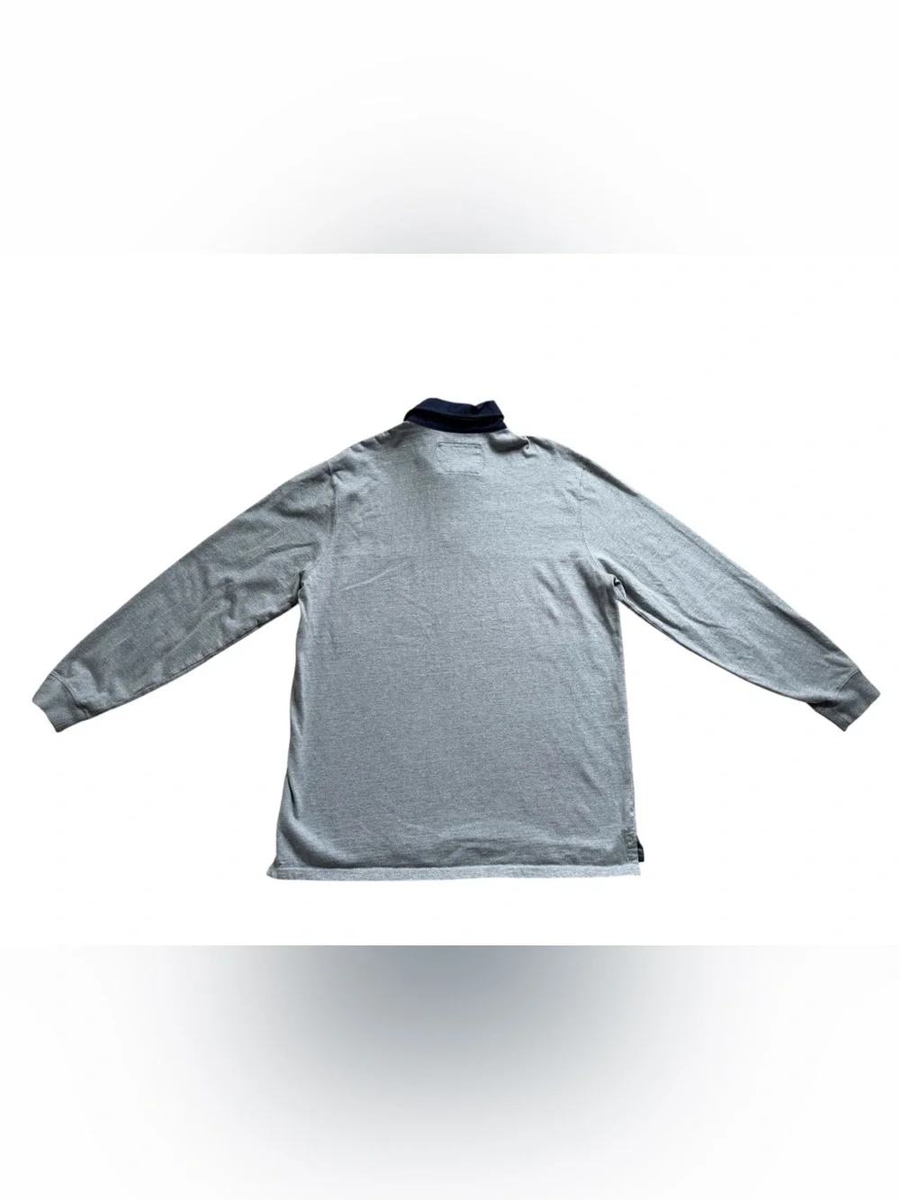 L.L. Bean Mens Long Sleeve Rugby Polo Shirt Size Large Gray Cotton Preppy Casual - Picture 5 of 7